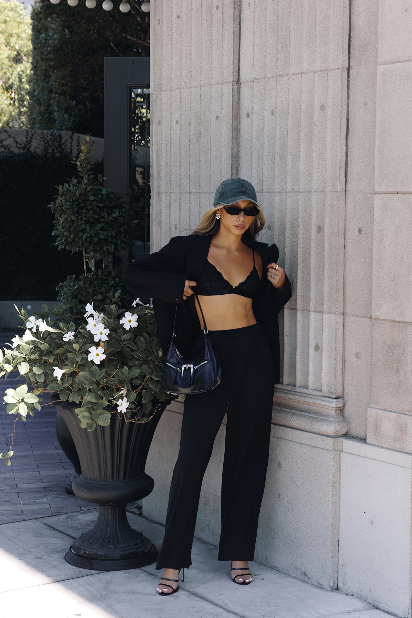 Linear Mood High Rise Straight Leg Tailored Pants