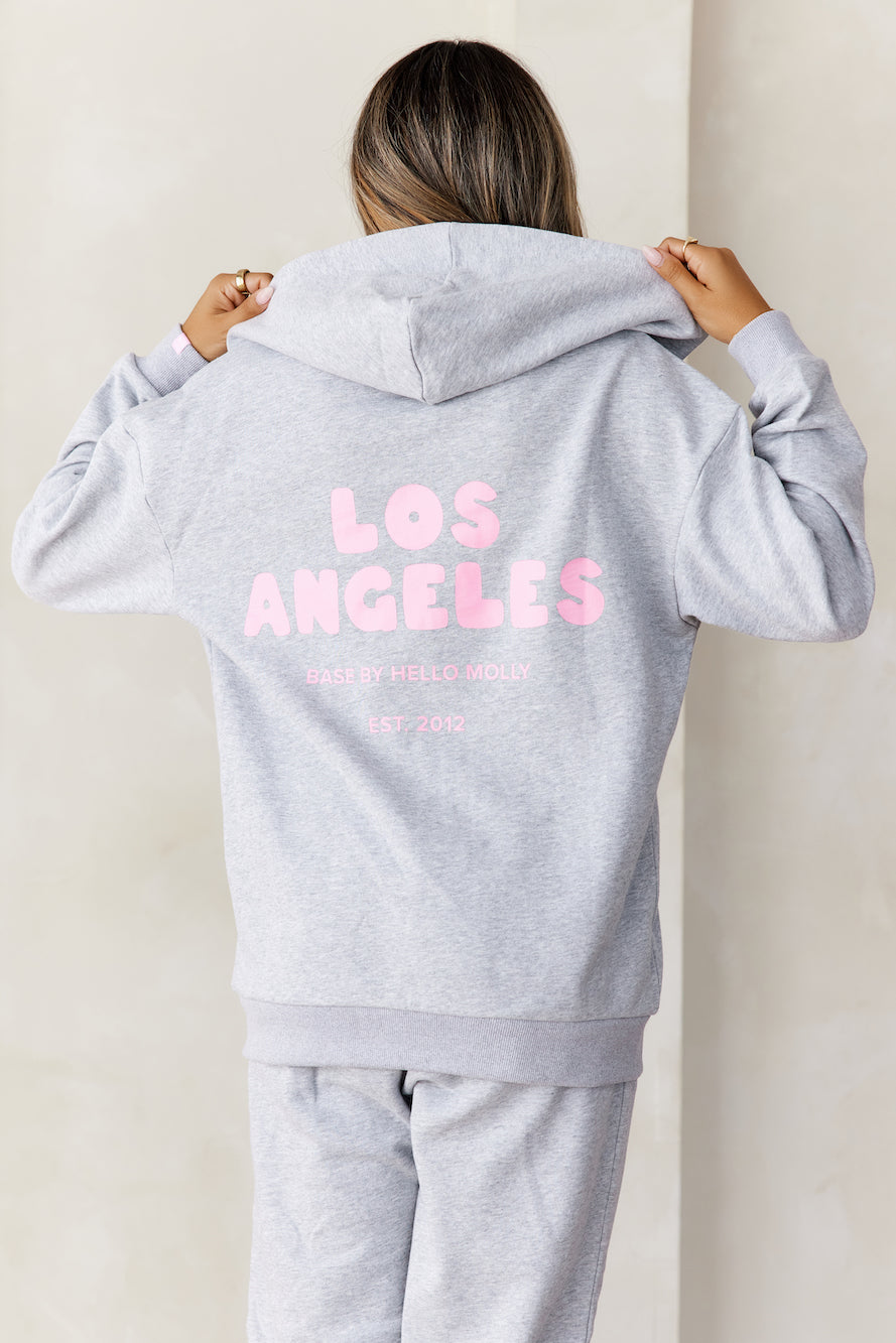 BASE Zip Up Los Angeles Hoodie Grey Marle
