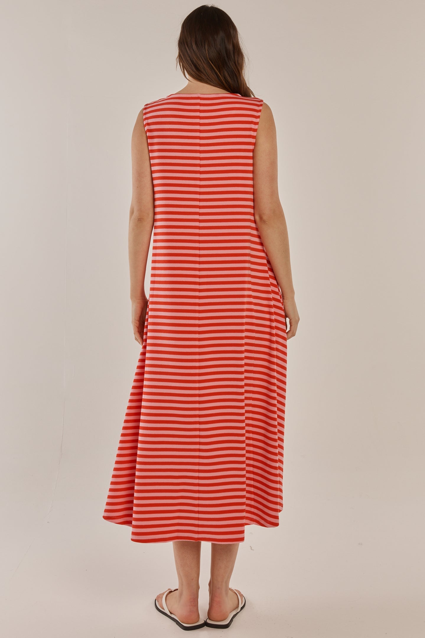 Sabrina Maxi Dress - Pink/Red Stripe
