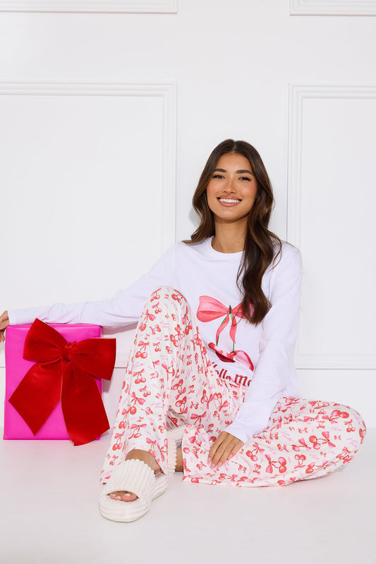Cherry Pie Pyjama Pants White