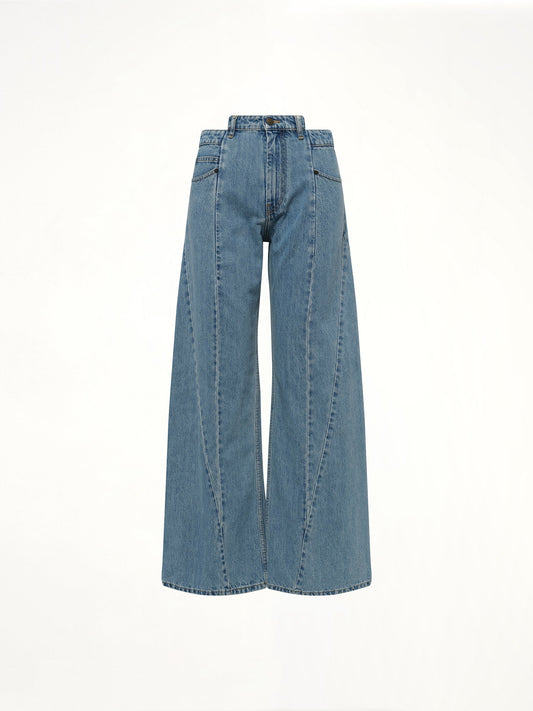 Cut Out Waistband Relaxed Fit Denim Jeans