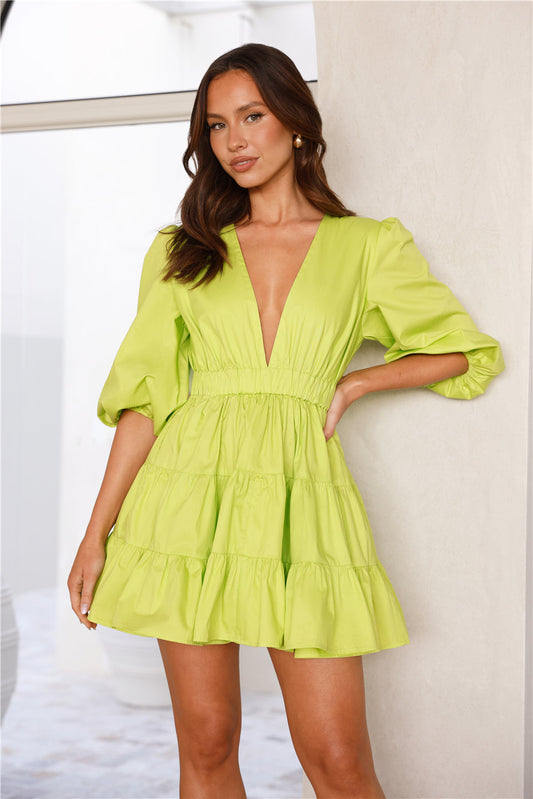 HELLO MOLLY Sweetest Treat Mini Dress Lime
