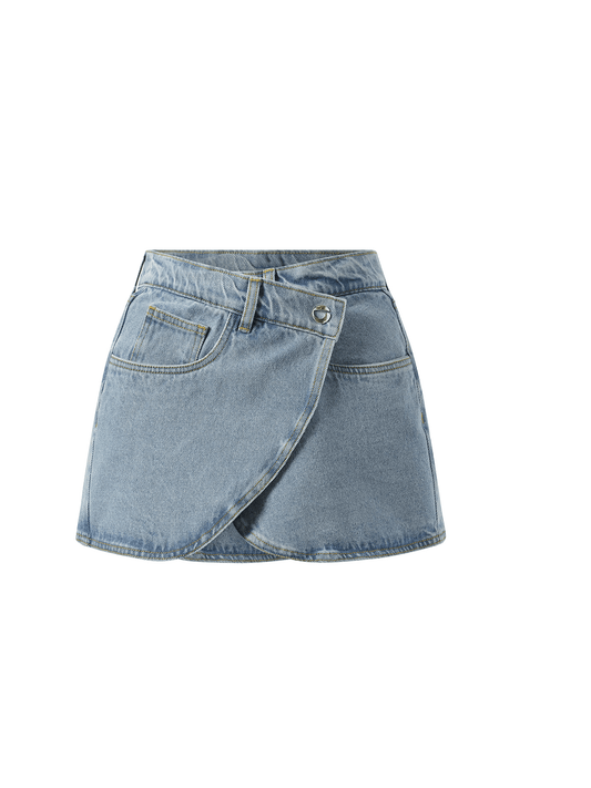 Denim Mini Skirt in Blue Washed