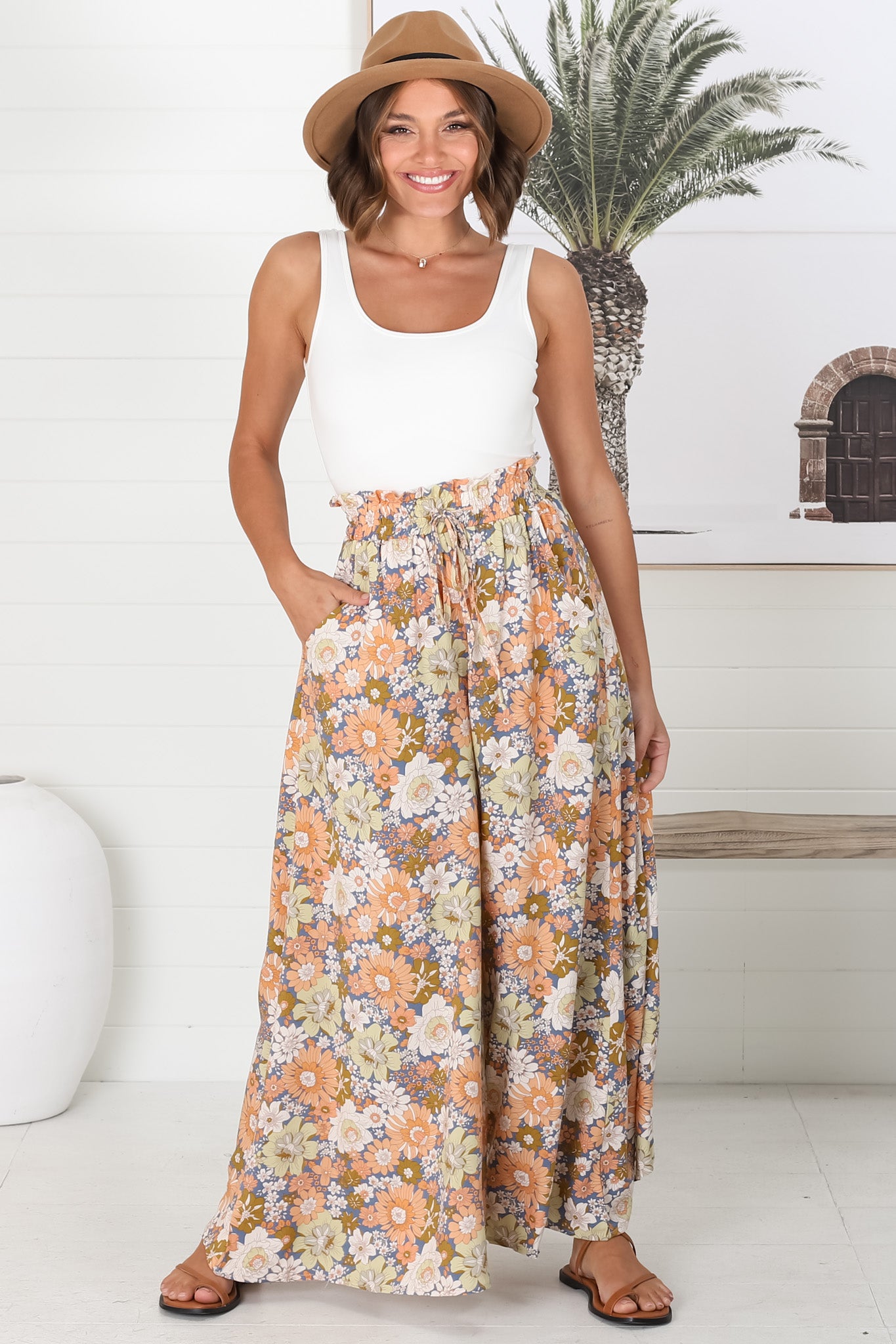 Avianna Pants - Paper Bag High Waisted Wide Leg Pa