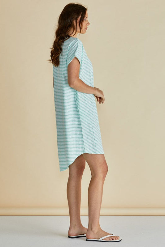 Maxine T-Shirt Dress - Green Stripe
