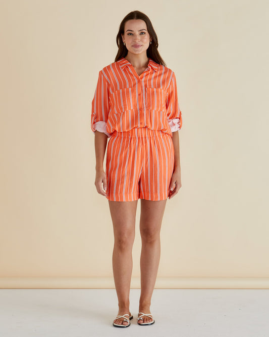 Malta Short - Peach Stripe