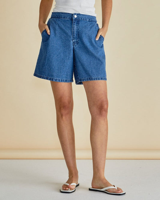 Breeze Relaxed Denim Shorts - Dark Blue
