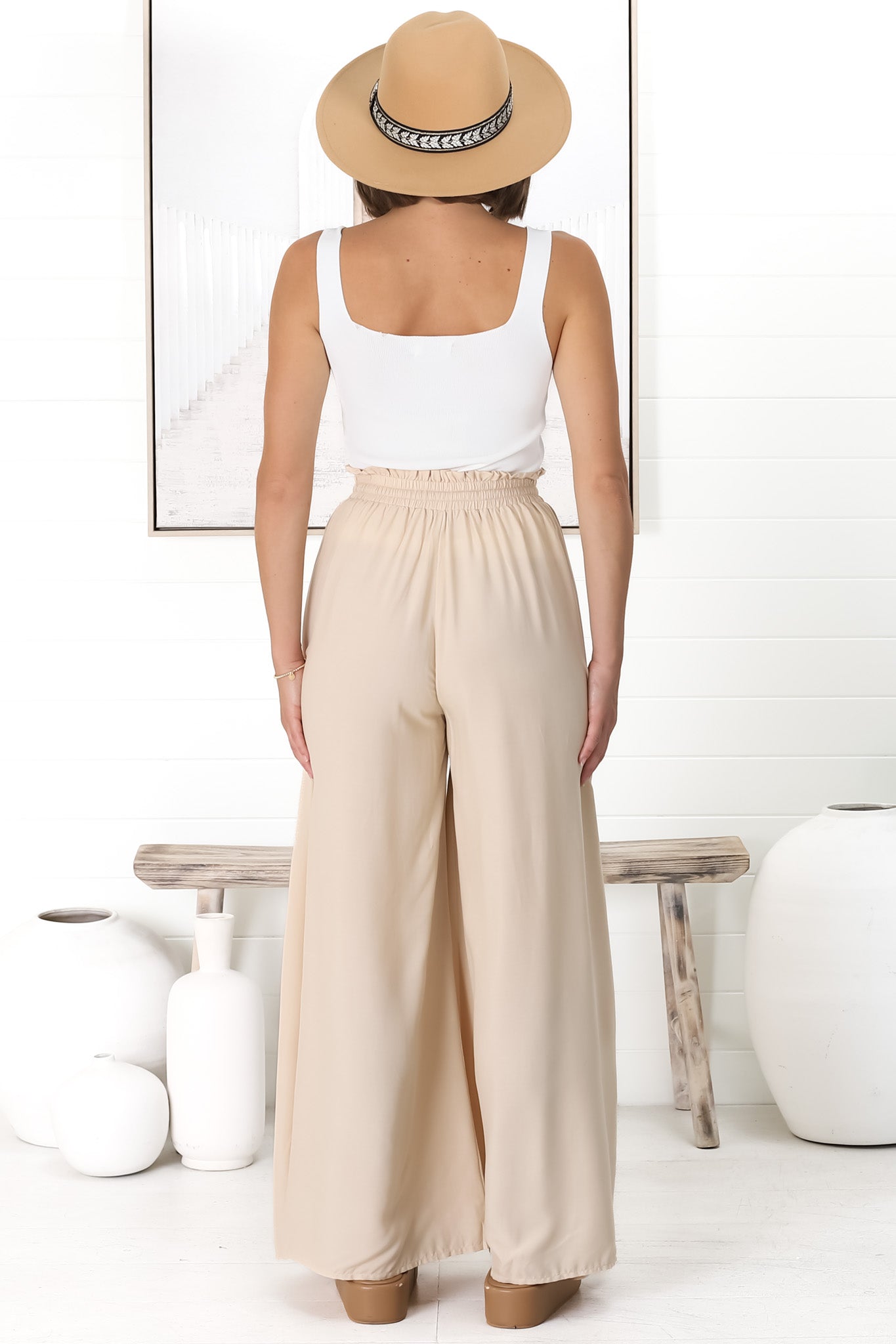 Charli Pants - Paper Bag High Waisted Wide Leg Pan
