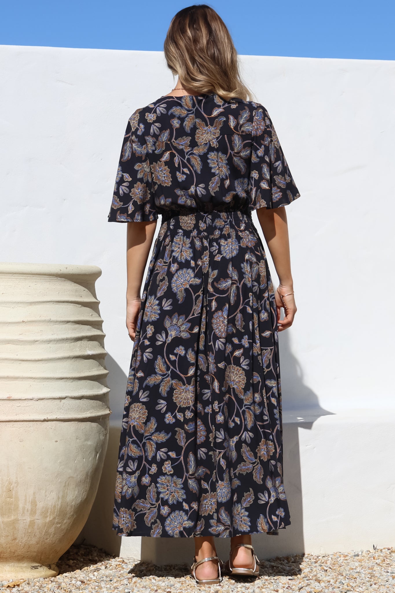 Dulcie Maxi Dress - Cape Sleeve Button-Down Maxi w