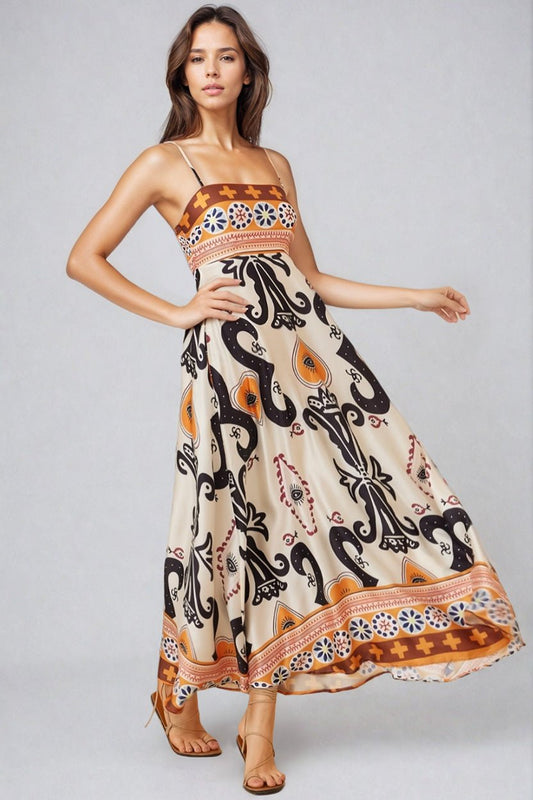 Bonita Maxi Dress - Spaghetti Strap Sun Dress In Belrae Print