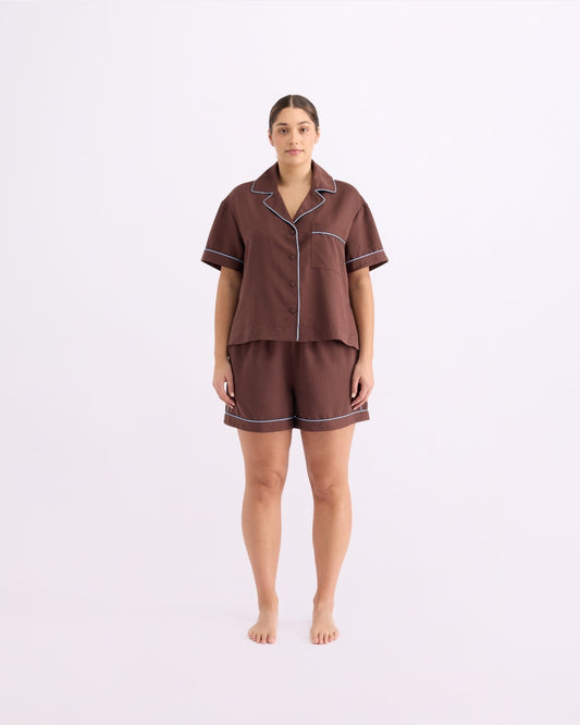 Short Sleeve Sleep Shirt - Iced Chocolate