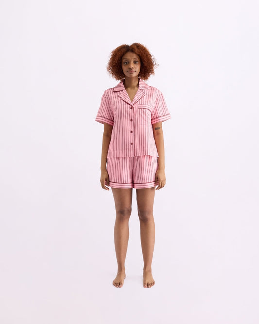 Short Sleeve Sleep Shirt - Rocky Road Stripes