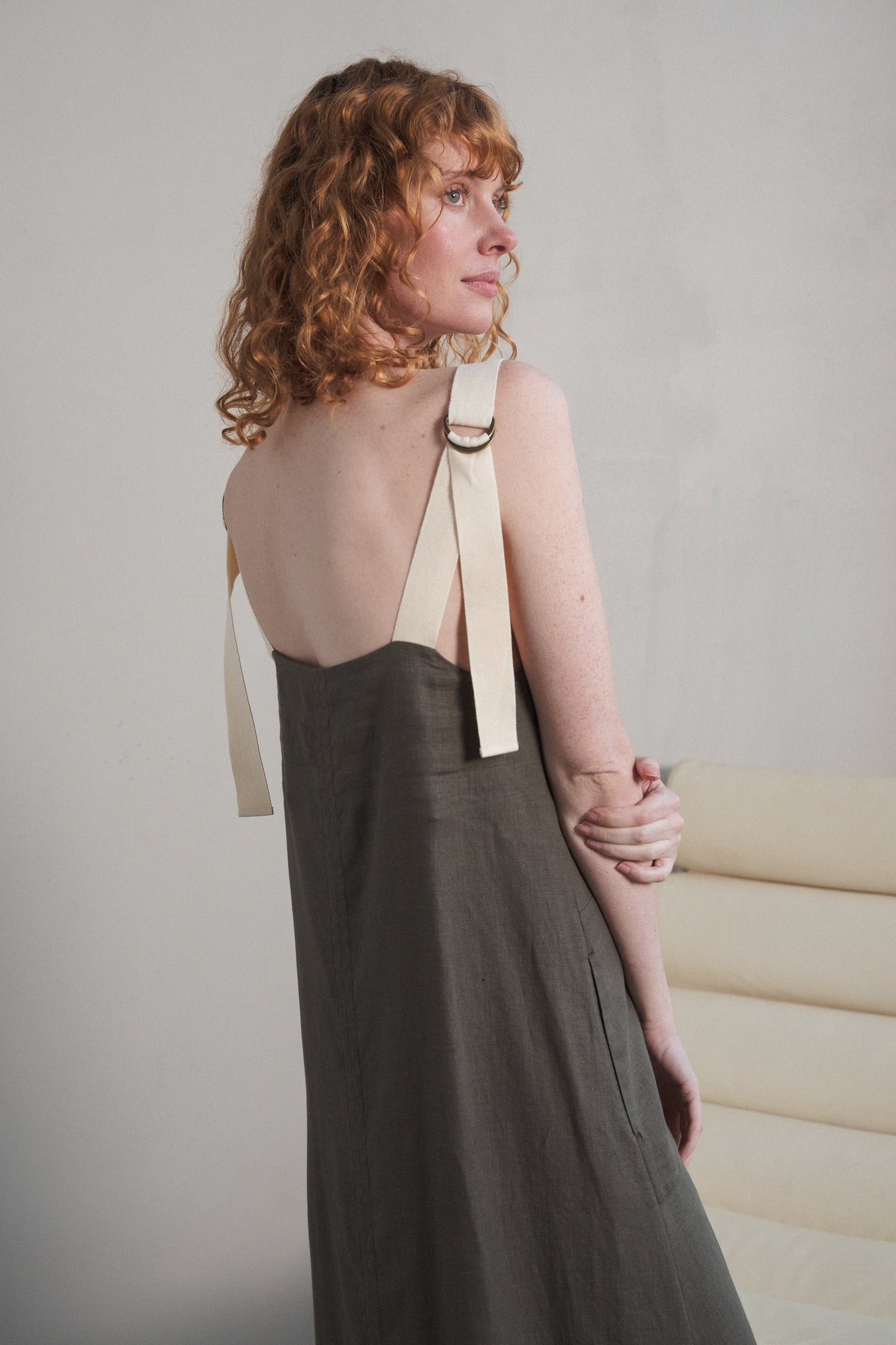 Remi Khaki Linen Dress