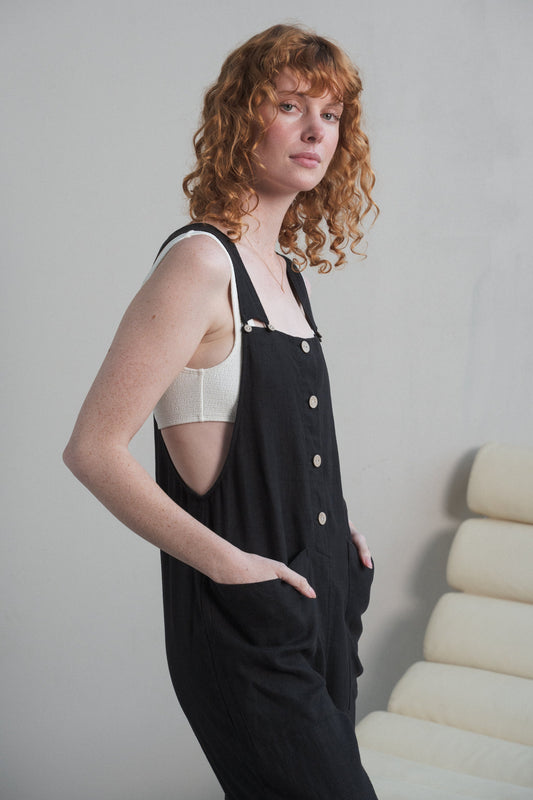 Piper Black Linen Jumpsuit
