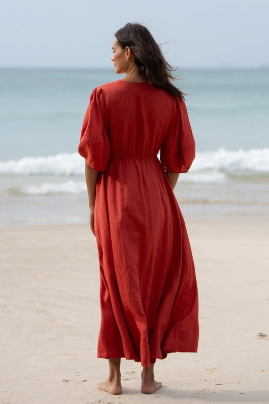 Vida Hibiscus Linen Dress