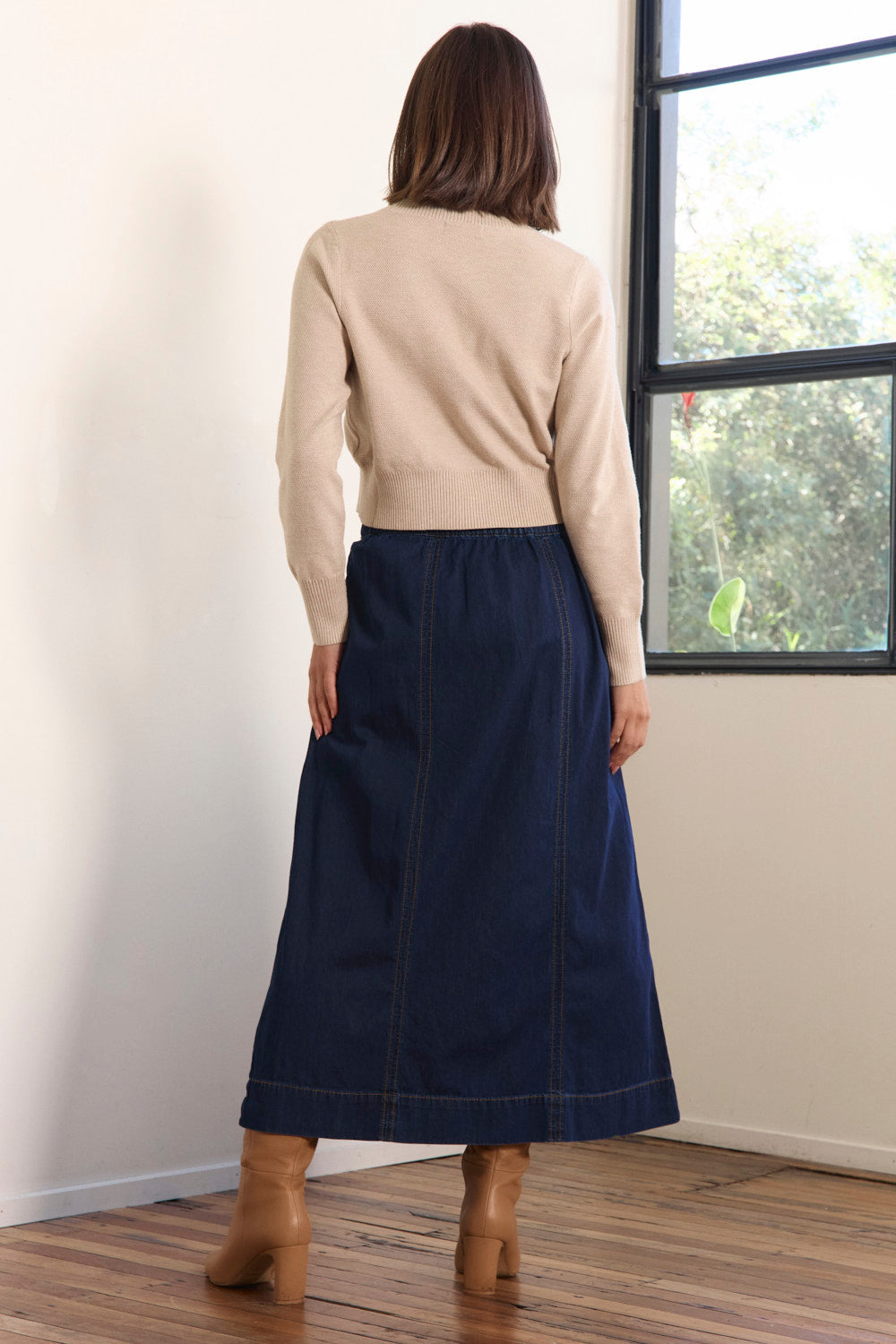 Maddy Denim Maxi Skirt in Dark Wash