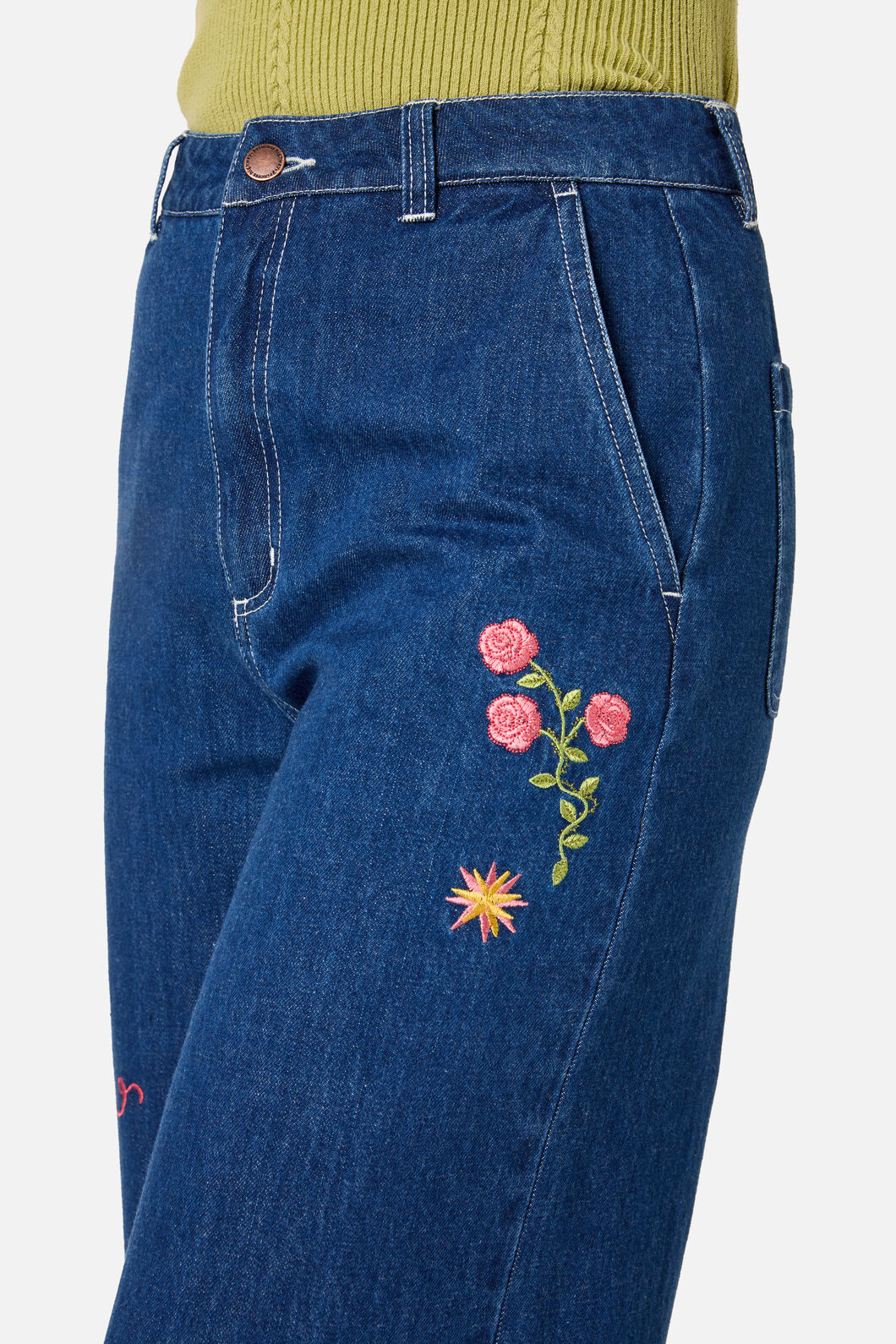 Folk Art Embroidered Jean