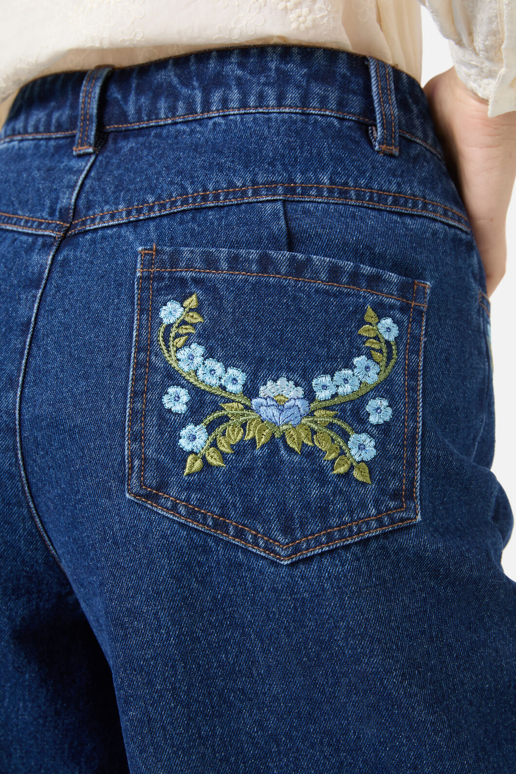 Blue Blooms Embroidered Jean