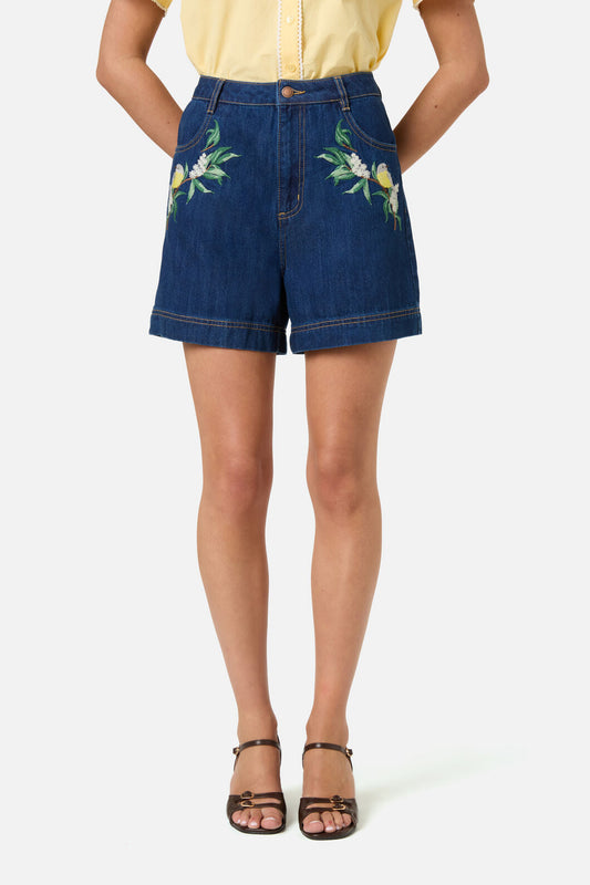 Robin Embroidered Denim Short