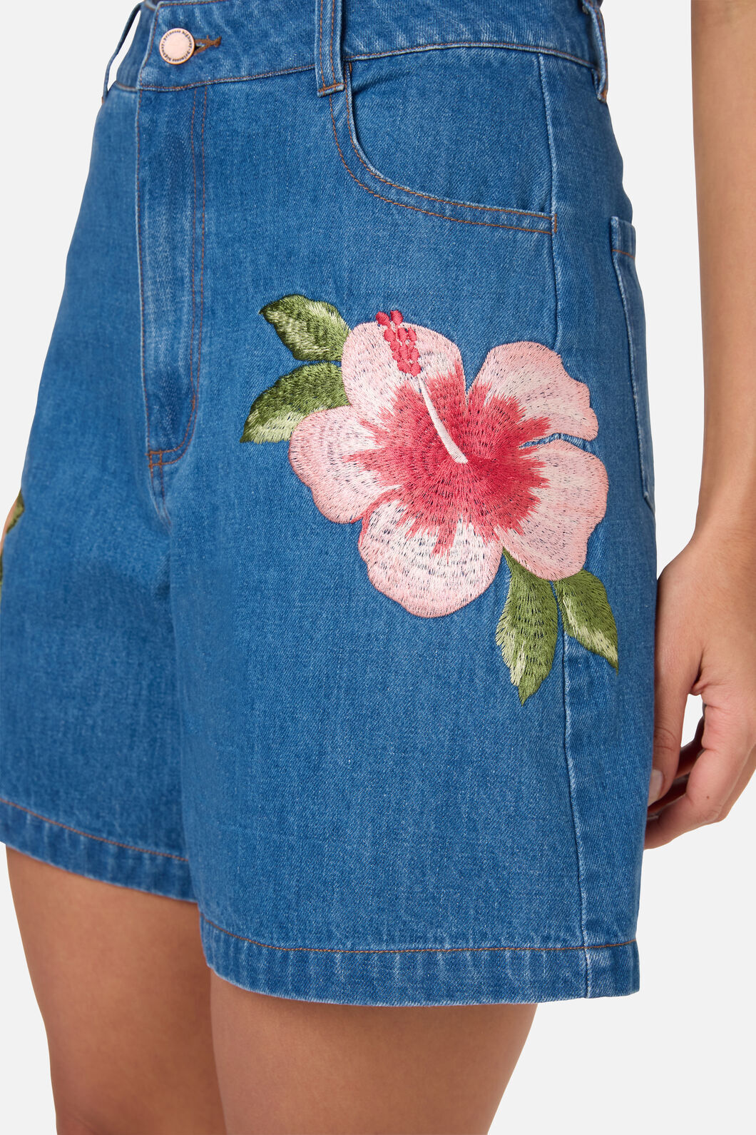 Hibiscus Emb Denim Short