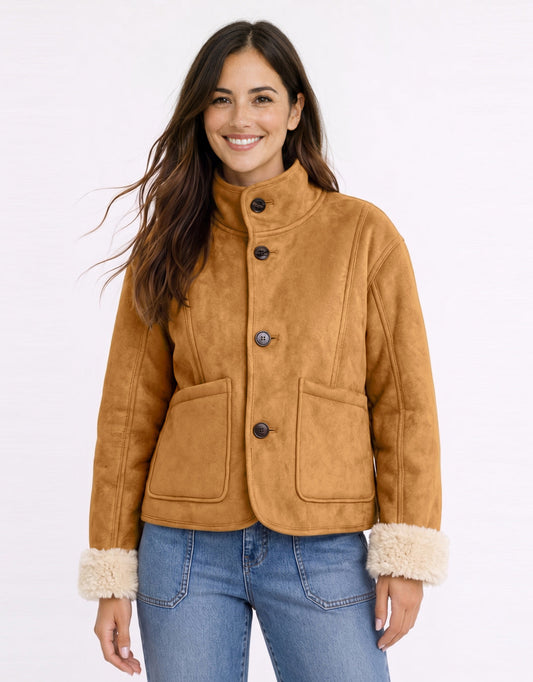 Aspen Reversible Jacket - Camel/Ecru