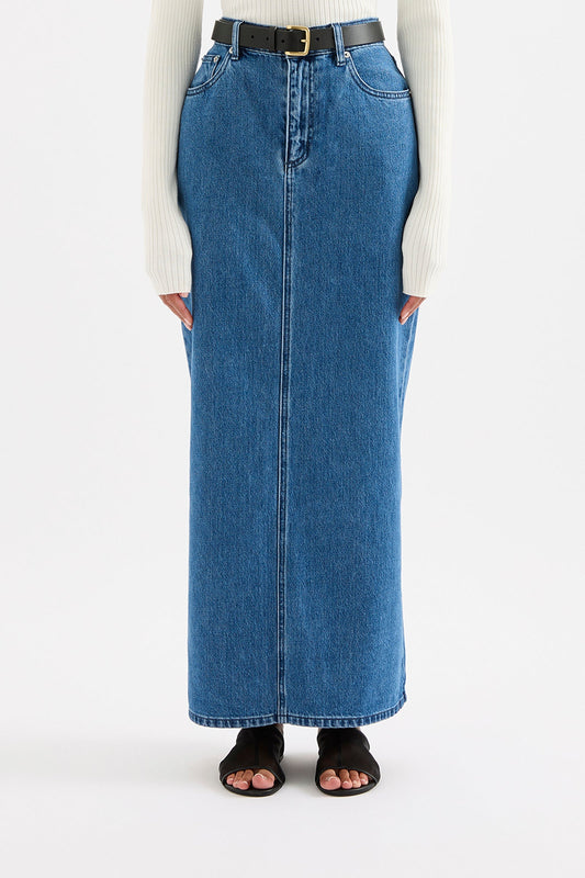 Organic Denim Maxi Skirt