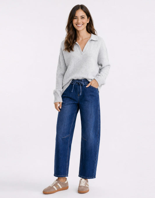 Sienna Barrel Jeans - Dark Blue