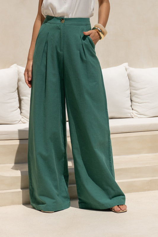 Maggie Forest Green Wide Leg Pants
