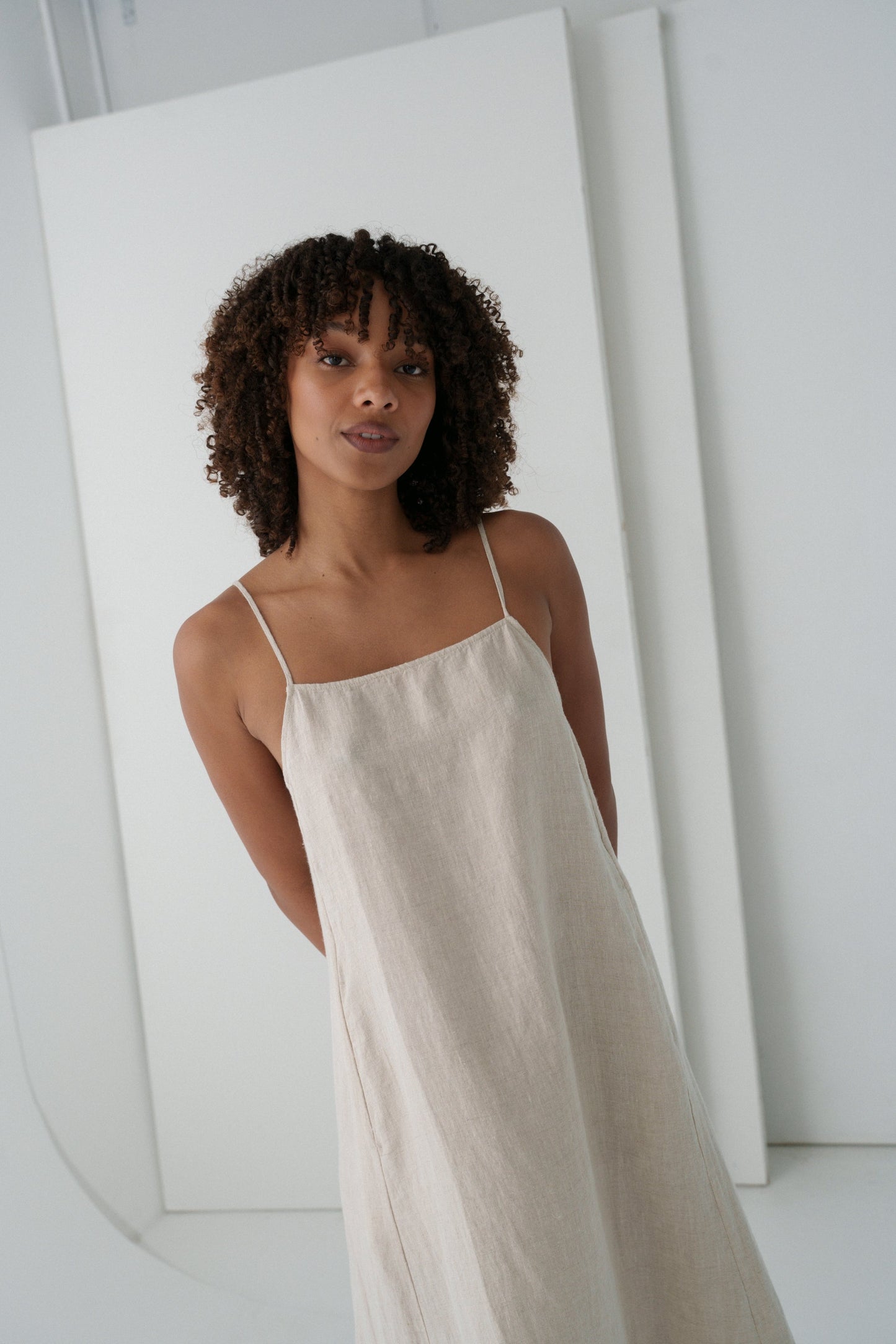 Coco Oatmeal Linen Dress
