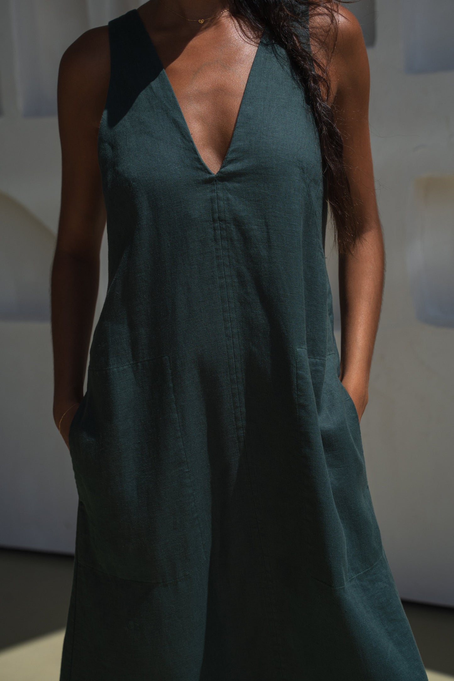 Iris Forest Linen Dress