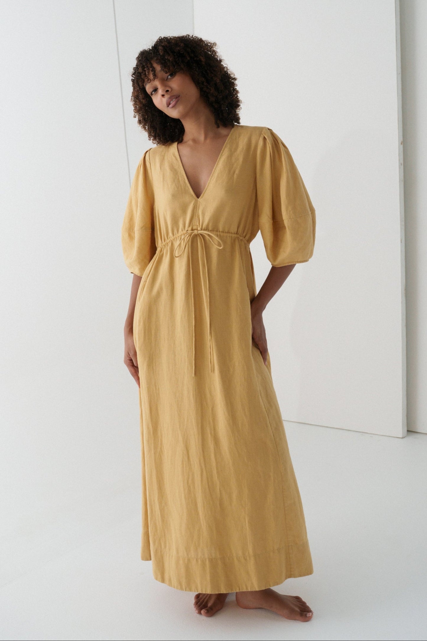 Vida Sand Linen Dress