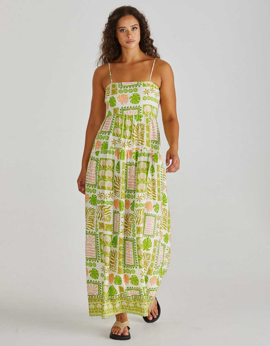 Emmett Maxi Dress - Green Shell Patchwork