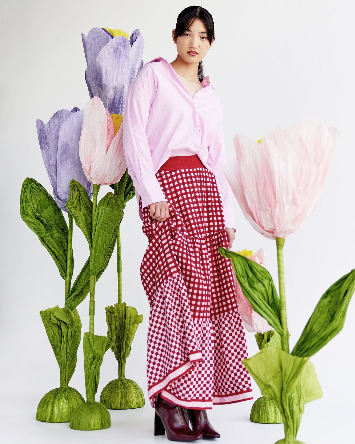 Barcelona Tiered Maxi Skirt - Crimson Haze