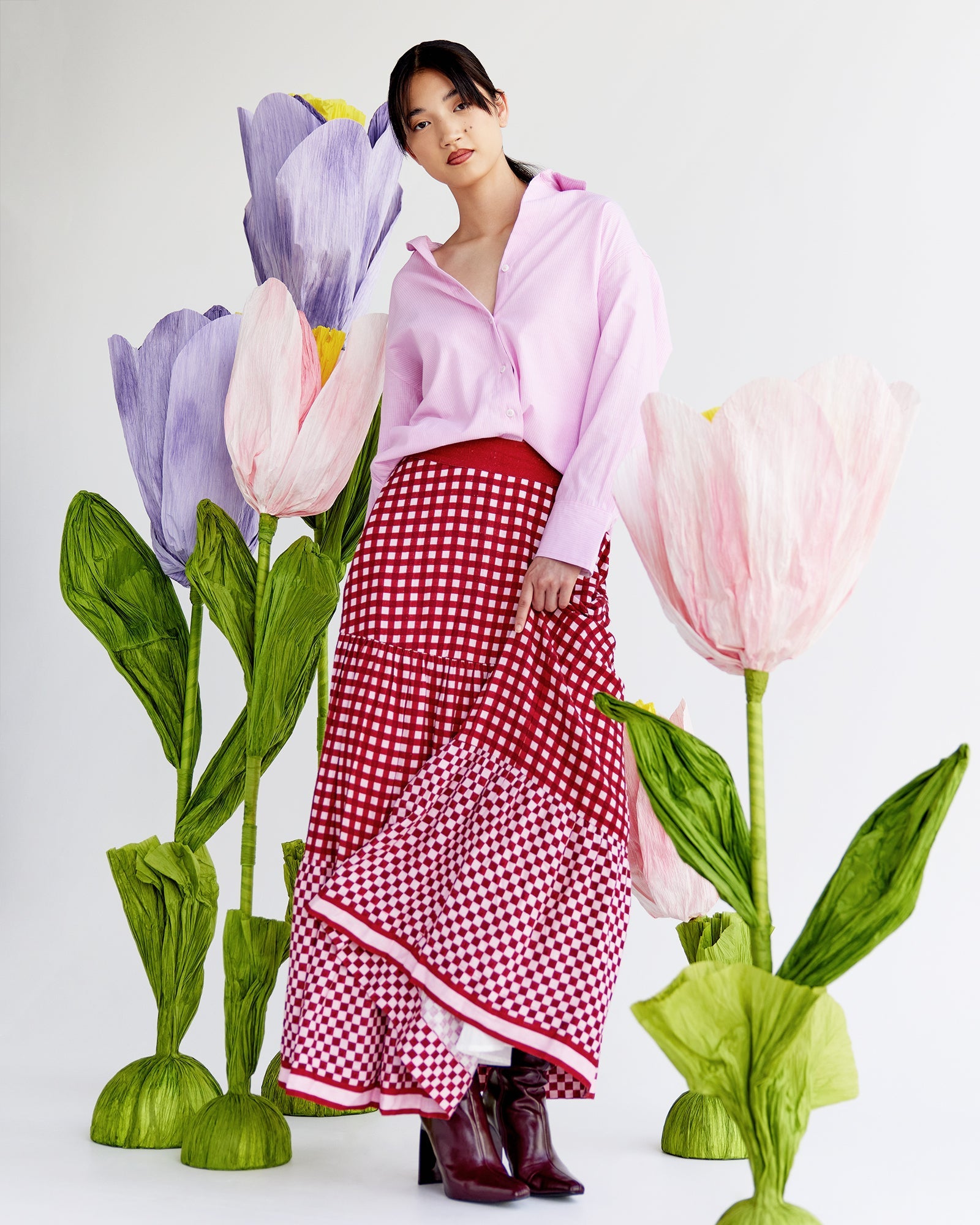 Barcelona Tiered Maxi Skirt - Crimson Haze