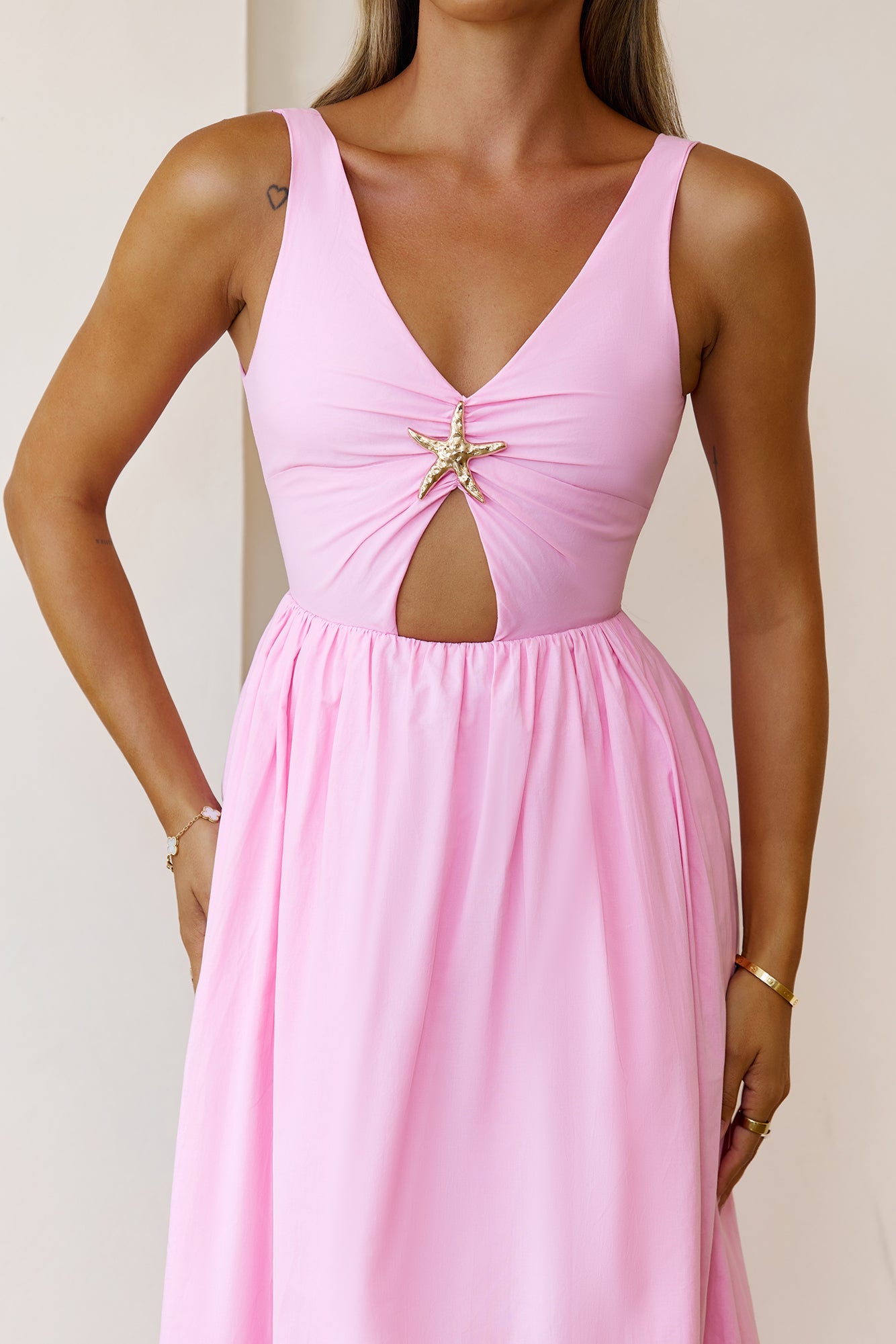 Sea Breeze Beauty Midi Dress Pink