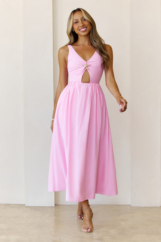 Sea Breeze Beauty Midi Dress Pink