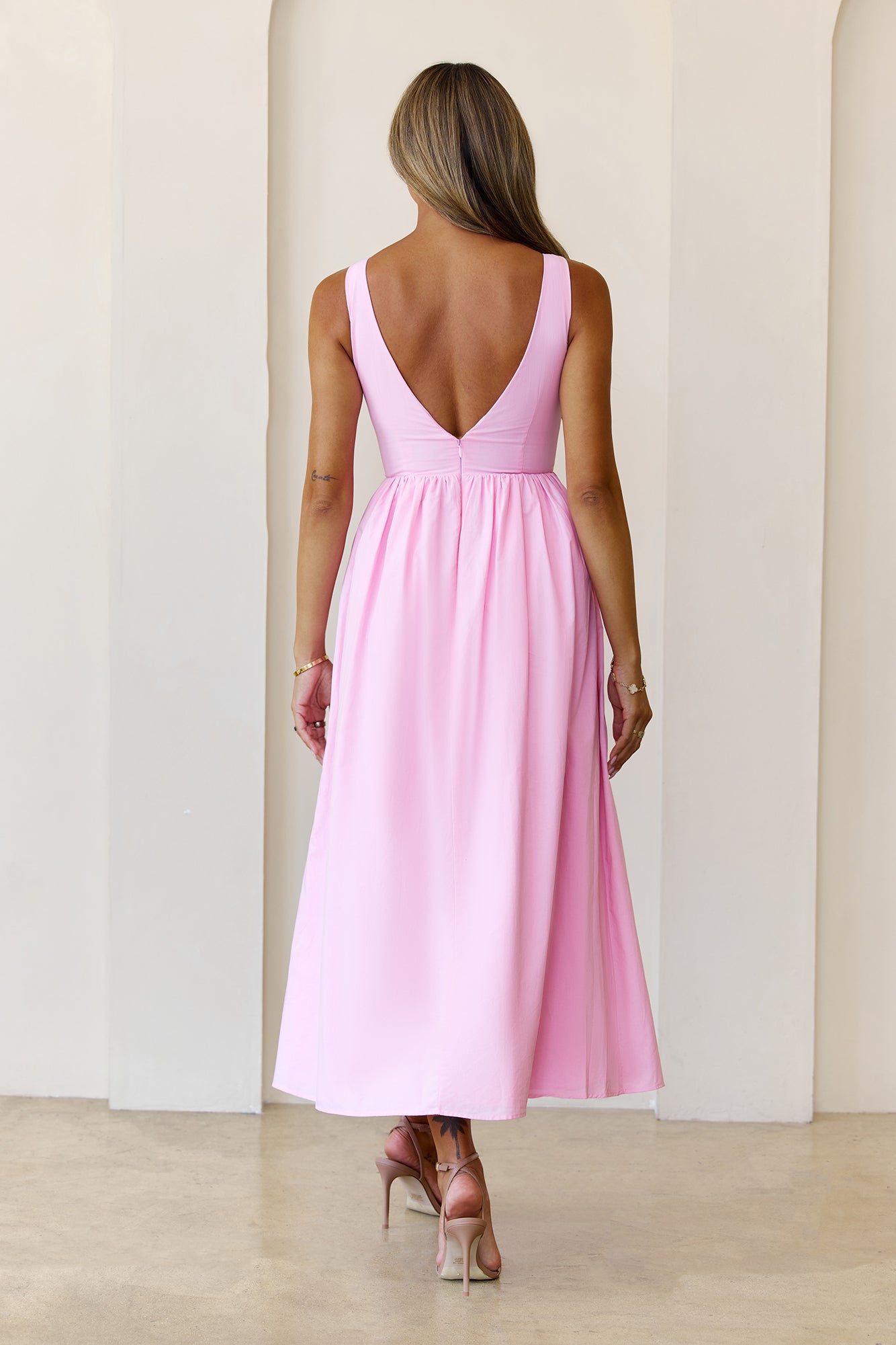 Sea Breeze Beauty Midi Dress Pink