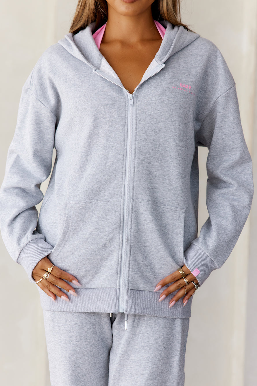 BASE Zip Up Los Angeles Hoodie Grey Marle