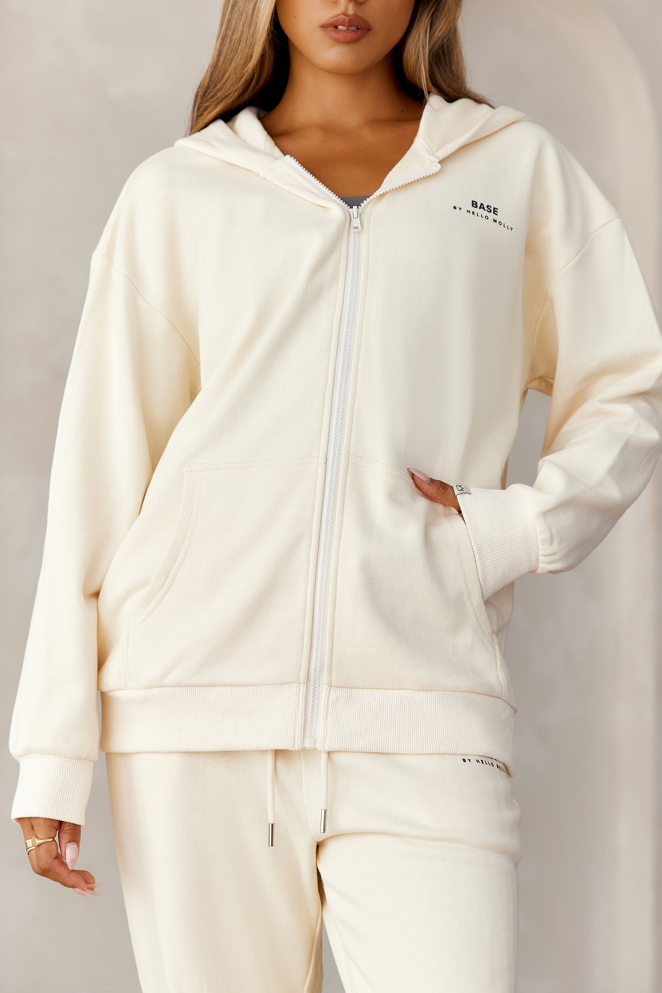 BASE Zip Up New York Hoodie Cream