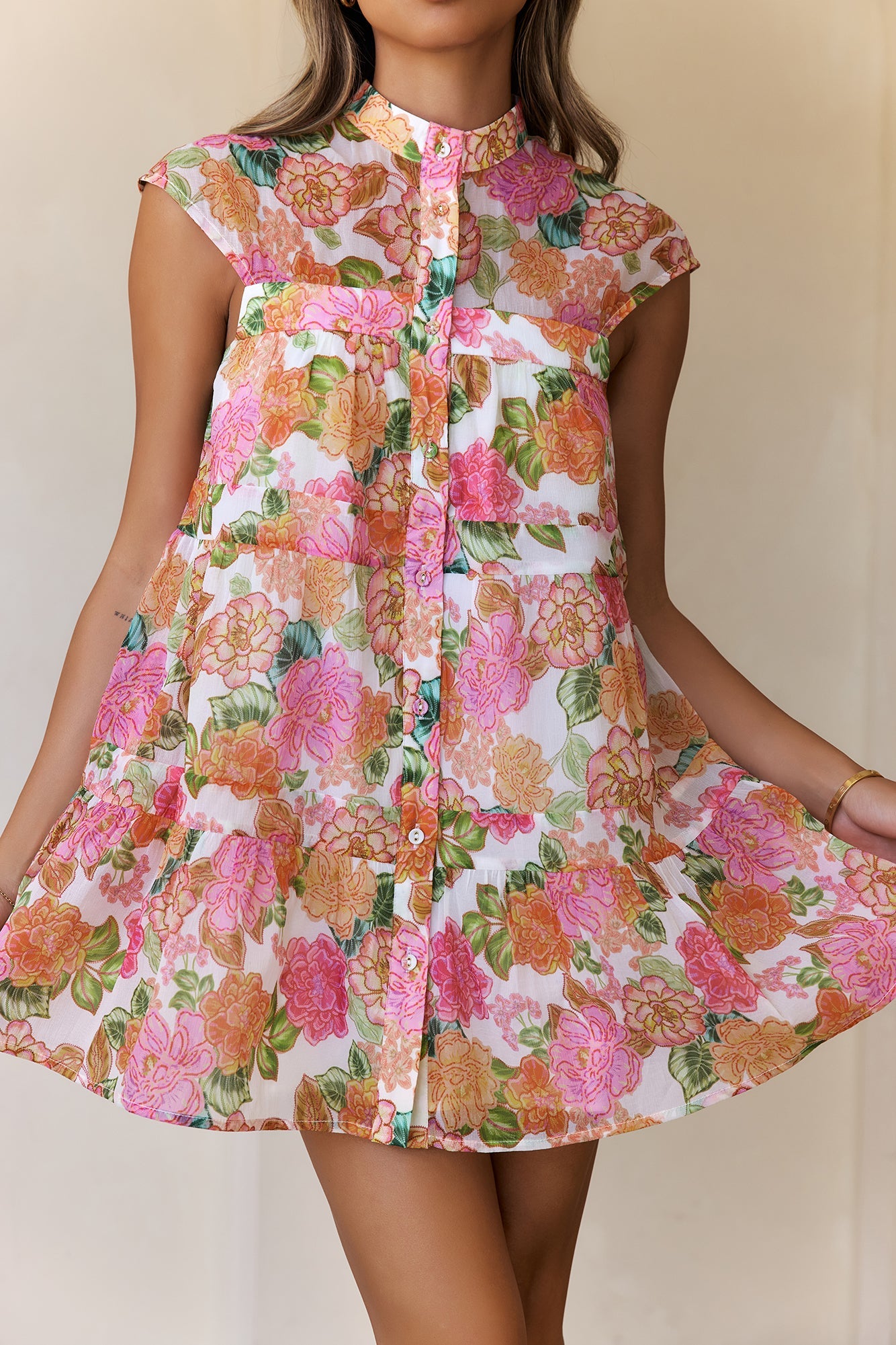 Elegance In London Babydoll Mini Dress Print