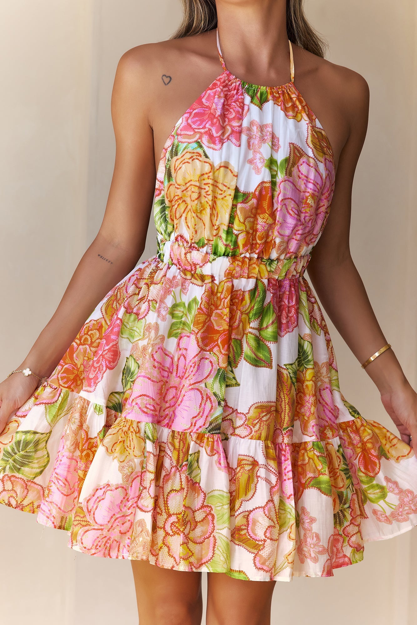 Petal Perfection Halter Mini Dress Floral