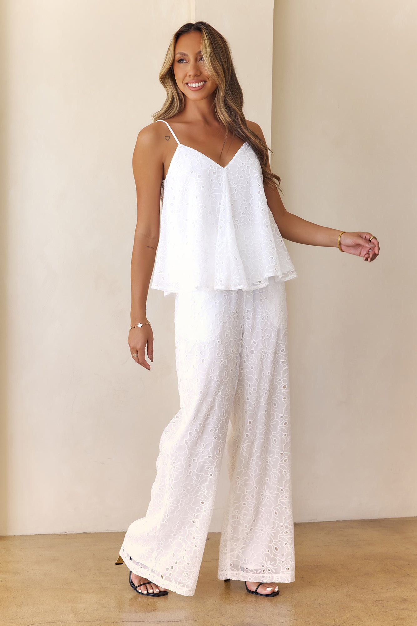 Bayside Daydreaming Embroidered Pants White