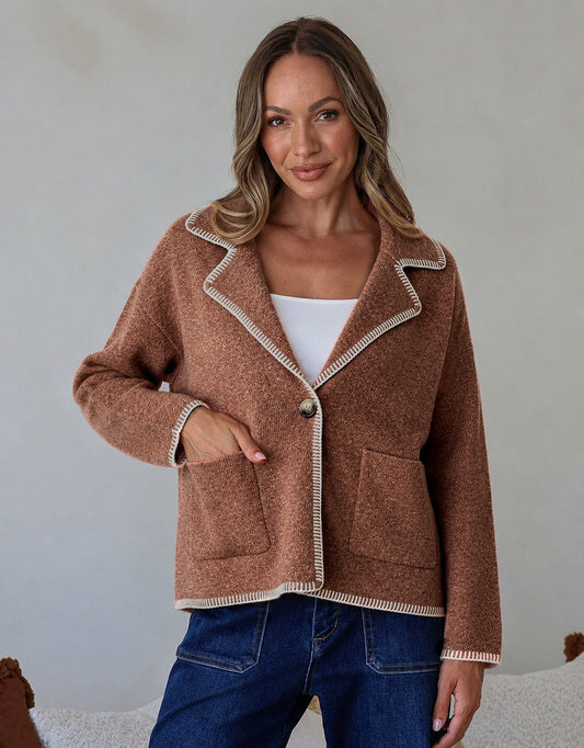 Mae Blanket Stitch Jacket - Cinnamon