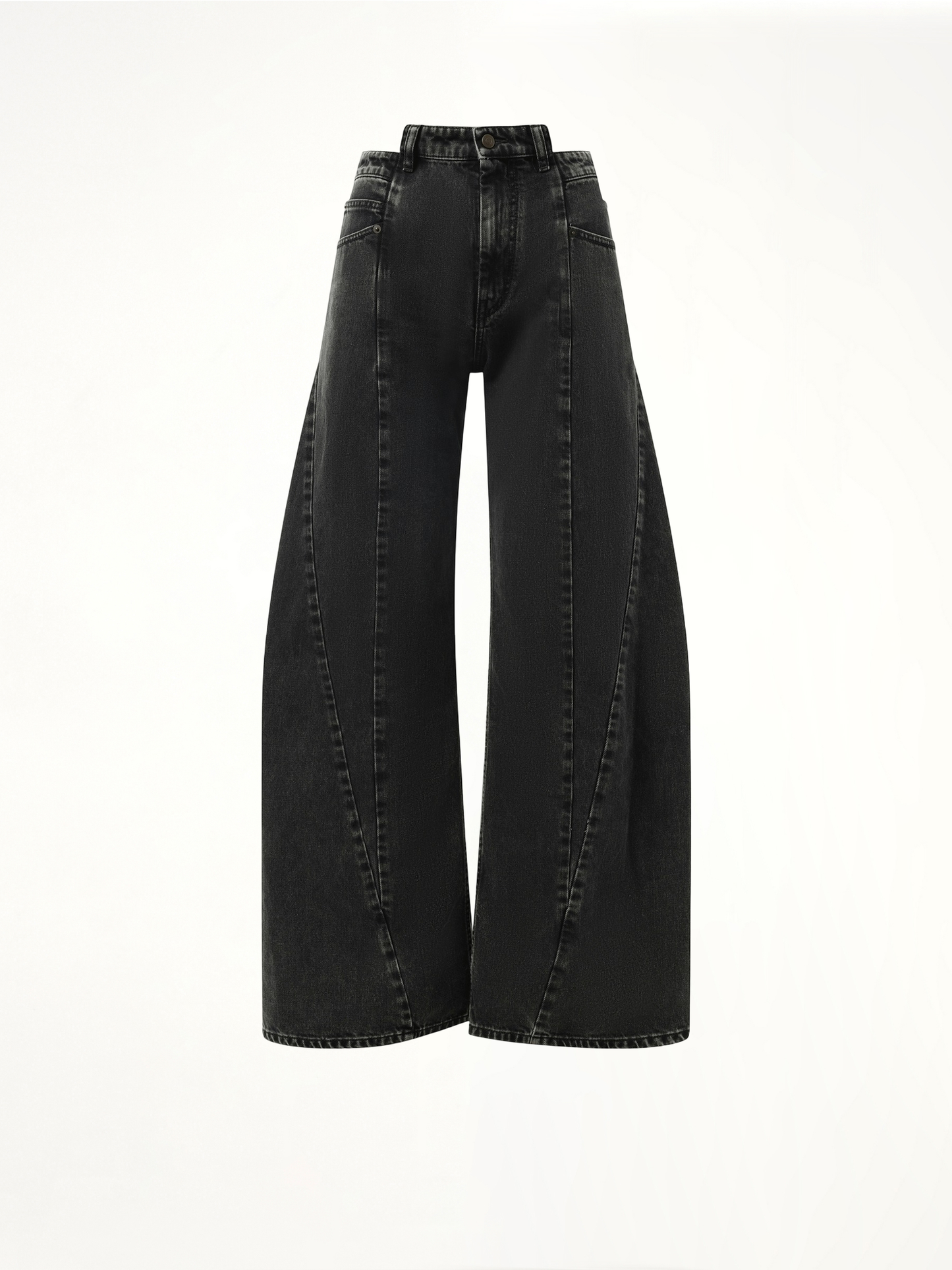 Cut Out Waistband Relaxed Fit Denim Jeans in Black