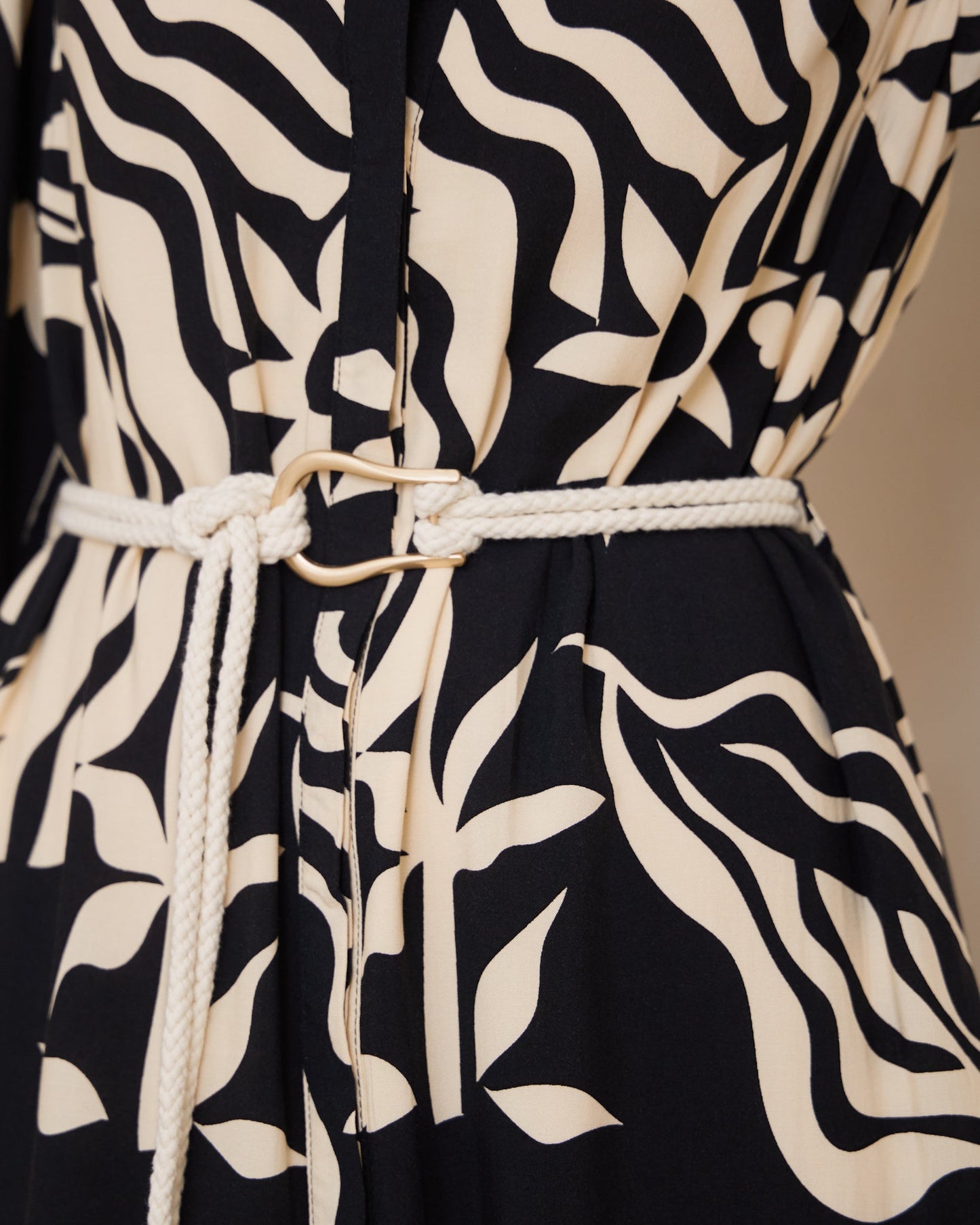 Cali Black Abstract Ric Rac Midi Dress