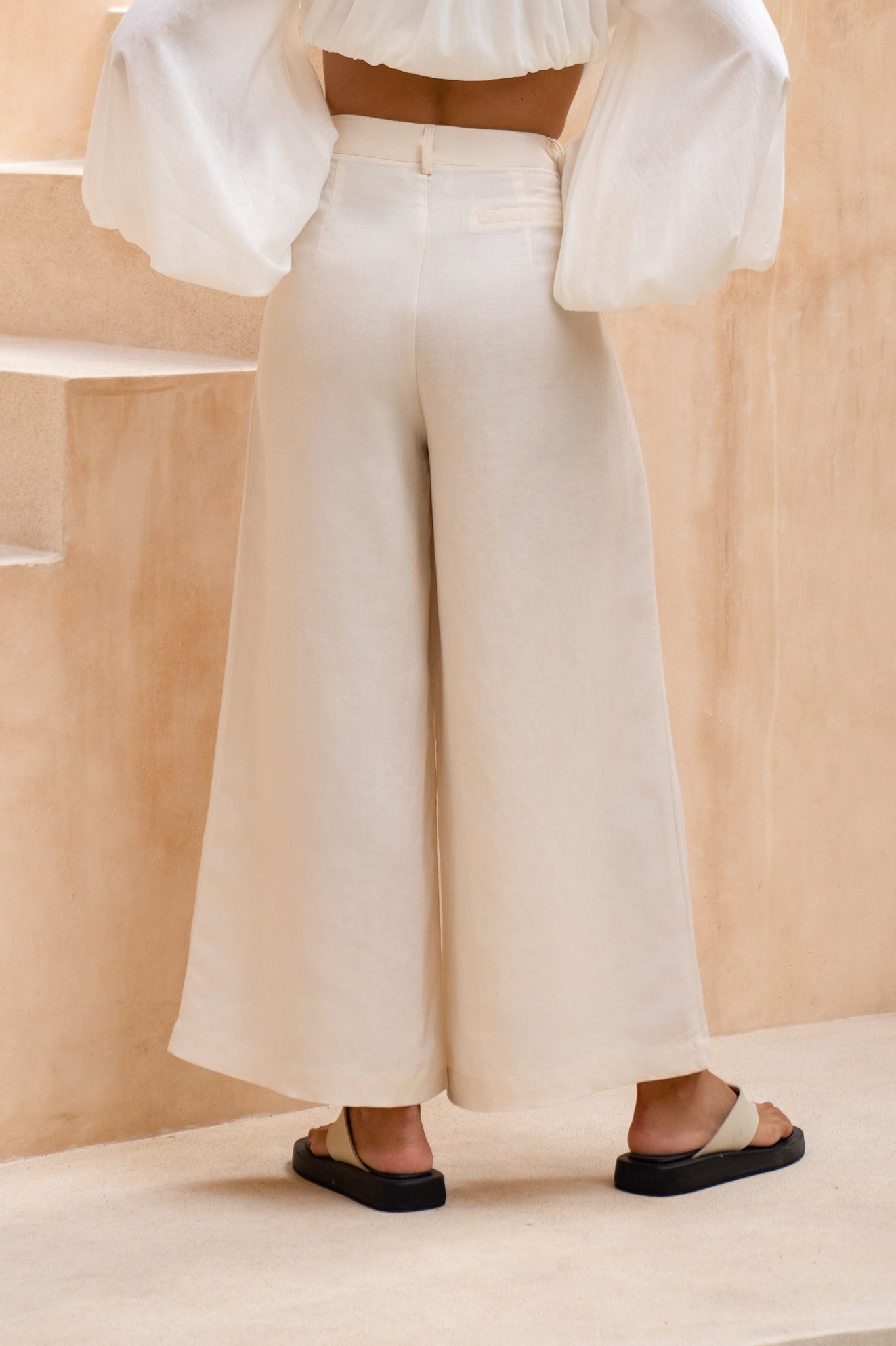 Lou Beige Wide Leg Pants