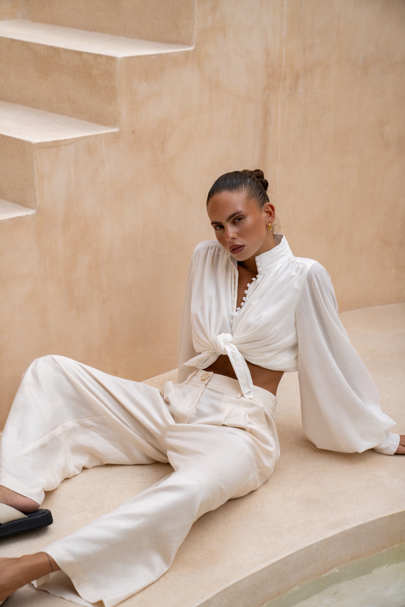 Lou Beige Wide Leg Pants