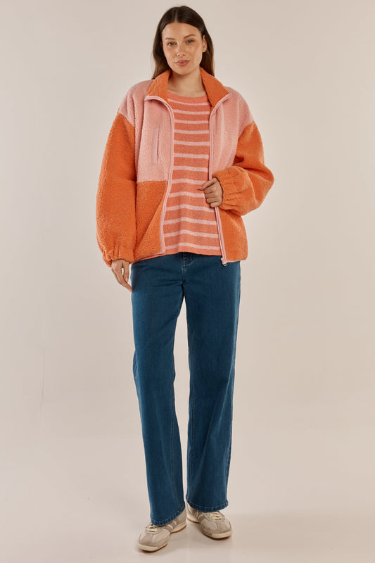 Jayne Fleece Jacket - Pink/Orange