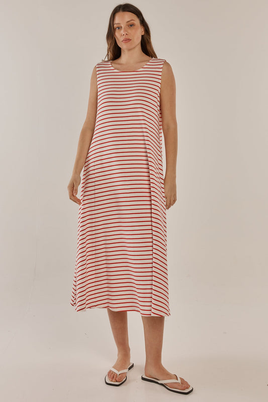 Sabrina Maxi Dress - Red Stripe