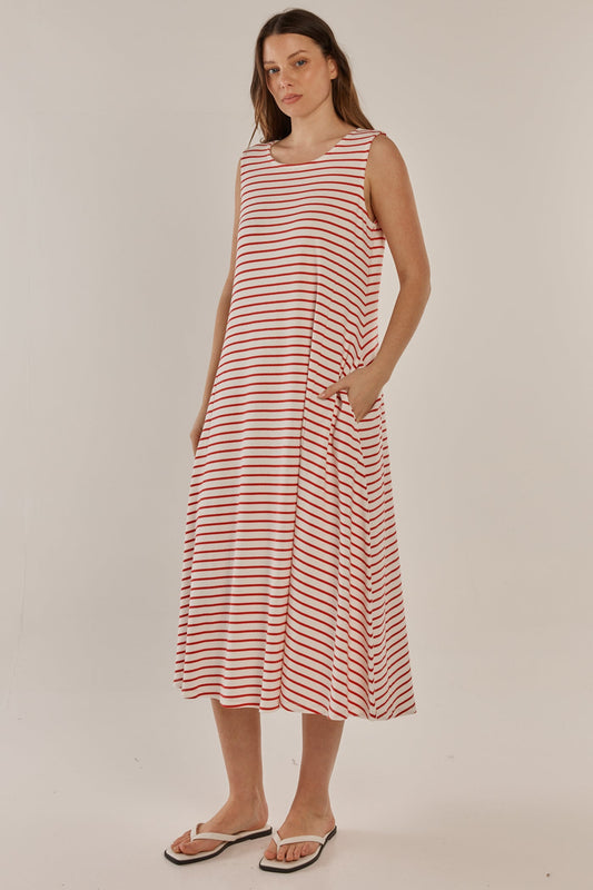 Sabrina Maxi Dress - Red Stripe